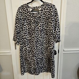 Kate Spade Black and White Boxy Midi Blouse with Peter Pan Collar